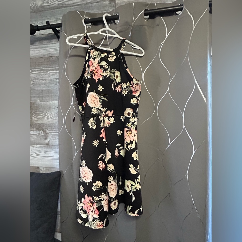 Fairweather Floral Skater Cocktail Dress - Black